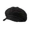 Boina plisada de cuadros con lazo lindo coreano de alta calidad para mujer, estilo otoño, adelgazante de cara, gorra artística de pico de pato hacia adelante