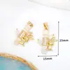 Accesorios para pulseras, collares, joyería DIY versátiles y creativos, colgante geométrico con circonita de rhinestone microincrustada, chapado en cobre de oro real 18K