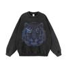 Marca americana de moda de rua Tiger head impressão pesada angustiada lavada retro solta frita Flor camisola homens e mulheres hip hop