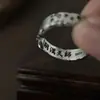 Anel Aberto Ziwei Tabu Tianshi Mansion Lei Anel Prata Esterlina Original Cinzel Escultura Taoísta Cinábrio Estilo Étnico Retro