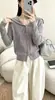 Cardigan de punto transfronterizo más vendido con cuello azul marino, cremallera, tejido de ochos, color liso, top suelto versátil, estilo perezoso