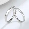 Anel Aberto Geométrico Mobius de Prata Esterlina S925 Simples Leve Luxo Dia dos Namorados Qixi Anéis Combinando para Casais