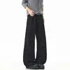 Pantalones de trabajo de algodón puro lavados y cepillados para hombre, estilo callejero retro, pantalones casuales holgados de pierna ancha con pierna curva, estilo mezclilla plisada