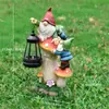 Nuevo Gnomo de Lectura Flocado Transfronterizo Figura de Resina Linterna para Patio Balcón Enano Escultura Solar para Jardín