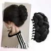 Peluca de coleta sintética resistente al calor para mujer - Con moño clip-in y estilo trenza, Aumenta instantáneamente el volumen del cabello corto, Bajo mantenimiento, Adecuada para uso diario, Navidad y otras fiestas navideñas