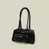 Bolso de Bolos de Cuero Encerado con Doble Bolsillo, Diseño Retro, Bolso de Axila Versátil de Gran Capacidad, Bolso de Mano Retro Europeo y Americano Esencial