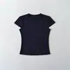 Camiseta Básica Lisa Retro 2026 Base Top Cuello Redondo Manga Corta para Mujer Verano Elástica Ajustada Hombro Normal