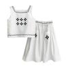 Conjunto Bordado Estilo Floresta para Meninas 2026 Verão Novo Conjunto de Duas Peças com Top Halter e Saia Estilo Coreano para Meninas Jovens