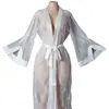 Nine Hours Pijama Transfronterizo Amazon Nuevo Sexy Camisón Bata de Encaje Bata de Baño Espalda Transparente Larga