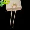 Yingyi Joyería DIY Horquilla en Forma de U Estilo Tang Doble Cara Estilo Antiguo Horquilla Hanfu Accesorio para el Cabello Horquilla para Recogido Material