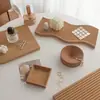 Adornos de Ondas de Agua Japonesas Mesa de Café Aromaterapia Exhibición Almacenamiento Viento Minimalista Moderno Pasillo Bandeja Madera