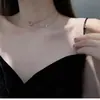 Corrente de Clavícula Dupla Camada Círculo Pingente Círculo de Pérola Redonda Colar Personalidade Temperamento ins Nicho Design Sensação Corrente de Pescoço Feminina