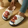 Chinelos de Algodão com Biqueira Fechada de Dachshund de Desenho Animado Suede Casa Outono Inverno Pelúcia Leve Interno Casa Chinelos para Maternidade