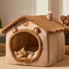 Casa tipo ninho para gato isolamento de inverno canil para cães pequenos coelho ninho de gato universal para quatro estações tapete de ninho para pet removível e lavável
