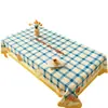 Toalha de Mesa Desenho Animado, Sem Lavagem, Impermeável, à Prova de Óleo, Resistente ao Calor, Jogo Americano para Mesa de Jantar, Luxo Leve, Sensação de Alta Qualidade, Pano para Mesa de Centro Quadriculado Estilo Ins