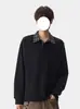 Sudadera con cuello polo de dos piezas falsas para hombre, primavera y otoño, estilo retro americano, retazos, manga larga, camiseta para hombre, holgada, casual, capa base