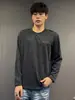 Camiseta de manga larga texturizada de peso pesado para primavera para hombre, nueva marca de moda 2026, uso diario casual, corte holgado, sudadera de cuello redondo