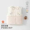 Colete Acolchoado de Algodão para Bebê Outono Inverno Classe A Bordado de Coelho para Menininha Gola Reversível Espessado Quente Protege a Barriga Roupa Externa Colete