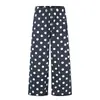 Pantalones de chándal bicolor de lunares con dobladillo deshilachado para hombre, marca de moda de alta calle, pantalones rectos holgados, pantalones casuales deportivos de cintura elástica y pierna ancha