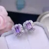 Aretes de Amatista Pura Natural, Color Súper Genial, Cristal Morado Misterioso y Soñador, Limpio 5*7mm Puro S925 de Alta Gama