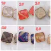Al por mayor en stock hebilla de metal y resina de alta calidad botón cuadrado dorado con destellos finos botón para abrigo suéter cárdigan accesorios de moda
