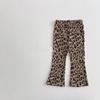 Outono e Inverno Roupa Infantil Feminina Calças Casuais Bebê Estilo Ocidental Personalidade Infantil Tendência Estilo Coreano Forradas com Lã Estampa de Leopardo Xadrez Onda Poá Calças Flare