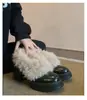 Versão em Pele de Ovelha ~ Sapatos Peludos de Salto Alto, Sapatos de Veludo Retrô de Salto Alto, Sapatos Mary Jane Femininos de Calçar Rápido, Salto Grosso Quente, Sapatos Pequenos de Couro