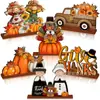 Decoraciones Populares de Mesa para Acción de Gracias de Amazon, Decoraciones de Madera Retro de Otoño para Oficina en Casa en Interiores