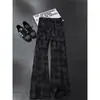 Calças casuais de veludo cotelê xadrez estilo retrô americano, cintura elástica, versáteis, corte solto, perna reta, para homens, coleção de outono