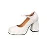 Sapatos Mary Jane Dourados e Prateados Estilo Francês para Mulheres, Novos Sapatos de Salto Único com Salto Grosso, Saltos Altos de Solado Grosso, Tamanhos 32-46