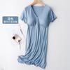 Amamentação Vestido de Noite Verão Fina Amamentação Roupas Amamentação Top Pós-Parto Mulheres Grávidas com Almofada no peito Vestido da Lua Saia de Manga Curta Amamentação