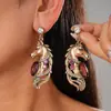 Pendientes de Plata con Aguja Ovalada, Caballo Pequeño Hueco con Pedrería, Estilo Europeo y Americano, Moda Vintage, Lujo Ligero, Pendientes de Gama Alta para Mujer