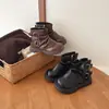 Botines de invierno para niños 2026 con forro polar, botas de cuero de moda, botas de media caña con cremallera lateral, botas de equitación unisex para niños