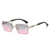Gafas de Sol sin Marco para Protección Solar, Conducir y Viajar; Gafas de Sol Estilo de Gama Alta; Gafas de Sol Cuadradas de Moda Populares con Protección UV