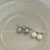 Pendientes sencillos de perla y circonita con aguja de plata 925 que combinan con todo, elegantes, de alta gama, ligeros, de lujo, estilo distintivo, elegantes franceses ~