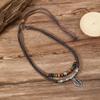 Collar de cuentas de madera multiforma estilo retro para mujer con cadena de clavícula tejida con forma de hoja caliente de comercio electrónico transfronterizo