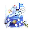 Decoración para Pastel de Horno Astronauta Espacial Letras Láser Cumpleaños Globo Estéreo para Insertar Avión Adornos de Estrella