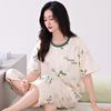 Pijama de verano de algodón fino de manga corta para mujer, pantalones cortos, traje holgado de talla grande, ropa de hogar de algodón cómoda que absorbe la humedad