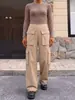 Suministro exclusivo transfronterizo de pantalones cargo de estilo europeo y americano con bolsillos grandes para mujer, holgados, adelgazantes, de pierna recta, de pierna ancha, disponibles para dropshipping