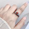 Anillo de dedo índice blanco con incrustaciones de moneda de cobre de la suerte del sur de plata esterlina S925, estilo retro nacional, combina con todo.
