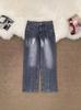 Jeans Americanos Retro Desgastados para Hombre, Primavera y Otoño, Modernos Rectos Holgados Casuales de Calle, Pantalones de Pierna Ancha de Papá