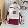 Nova Mochila Escolar 2025 Feminina Cor Contrastante Aluno do Ensino Fundamental Aluno do Ensino Médio Mochila Feminina Grande Capacidade Mochila de Viagem Casual
