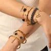 Pulsera de Acero Inoxidable con Galvanoplastia al Vacío de Oro de 18 Quilates, Múltiples Estilos de Juegos de Joyería Apilables de Acero de Titanio con Diamantes y Piedras para Mujer