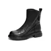 Botas de Cano Curto Marrom Retrô com Zíper nas Costas, Solado Grosso, Outono/Inverno 2026, Novo Estilo, Com Pelúcia, Quentes, Confortáveis, Sola Macia, Sapatilhas da Moda
