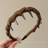 Diadema Ondulada Marrón para Mujer, Uso Diario, Antideslizante, con Dientes, para Lavarse la Cara, Accesorio para el Cabello