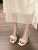 Sandalias de tacón de cristal de alta gama de estilo francés, nuevas, 2023, para mujer, otras prendas, sandalias de tacón transparente estilo hada de verano