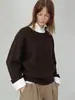 Venta de LiquidaciónCamiseta Gruesa de Lana Premium con Cuello Redondo y Mangas Largas para Mujer Otoño y Primavera Sudadera Sencilla para Vestir en Capas