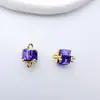 Pendientes de Cobre Chapado en Oro con Zirconia Cúbica de Diamante Cuadrado Doble Colgante Accesorios de Joyería DIY Cubo Azucarero