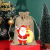 Conjunto de bolsas de lino navideñas al por mayor con cordón para calendario de adviento, bolsa pequeña, conjunto de bolsas de regalo con decoraciones navideñas