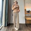 Calça de Lã de Cordeiro Wide Leg Feminina Outono e Inverno Edição Estreita Calça Esportiva Reta Banana Forrada com Lã Alta Forrada para Usar por Fora Calça de Algodão